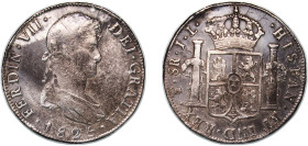 Bolivia Spanish colony 1825 PTS JL 8 Reales - Ferdinand VII Silver (.896) Potosi Mint 27.03g VF Holes Repaired KM 84