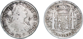 Chile Spanish colony 1812 So 4 Reales - Ferdinand VII (bust of Carlos IV) Silver (.896) Santiago Mint (27000) 12.97g VF Chopmarked KM 67
