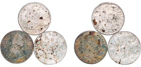 Mexico Federal Republic 1791 - 1808 Mo 8 Reales - Charles I (Contemporary counterfeit in Silver plated brass, 21.95g/25.07g/24.49gr) Silver plated bra...