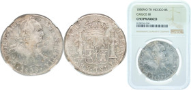 Mexico Federal Republic 1808 Mo TH 8 Reales - Charles IV Silver (.903) Mexico City Mint 27.07g NGC Chopmarked KM 109