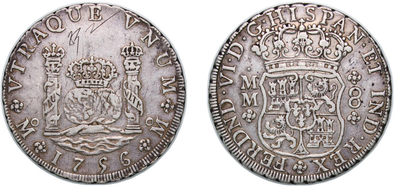 Mexico Spanish colony 1756 Mo MM 8 Reales - Ferdinand VI Silver (.917) Mexico Ci...