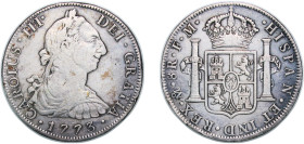 Mexico Spanish colony 1773 Mo FM 8 Reales - Charles III Silver (.903) Mexico City Mint 26.75g VF KM 106