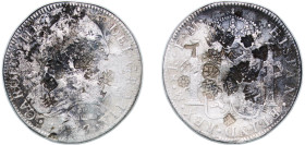 Mexico Spanish colony 1777 Mo FM 8 Reales - Charles III Silver (.903) Mexico City Mint 26.39g VF Chopmarked Cleaned KM 106