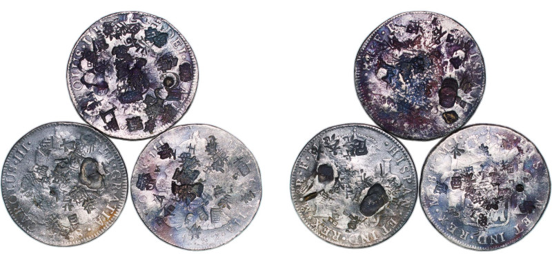 Mexico Spanish colony 1778 - 1788 Mo 8 Reales - Charles III (3 Lots) Silver (.90...