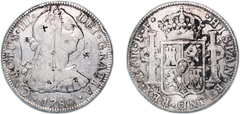Mexico Spanish colony 1780 Mo FF 8 Reales - Charles III Silver (.903) Mexico Cit...
