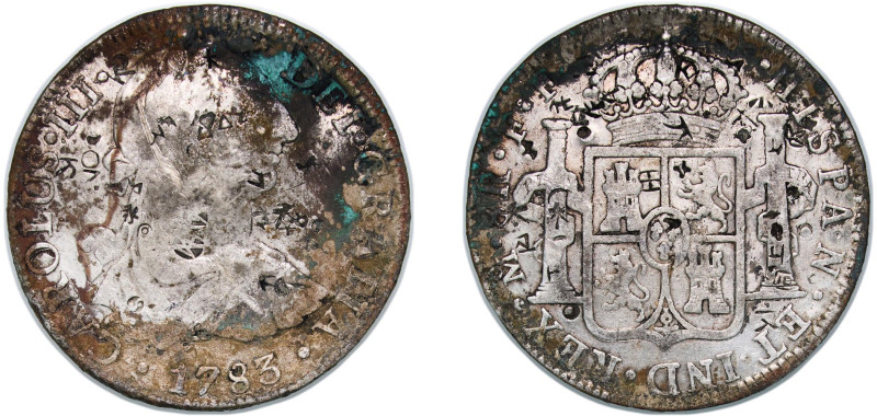 Mexico Spanish colony 1783 Mo FF 8 Reales - Charles III Silver (.903) Mexico Cit...