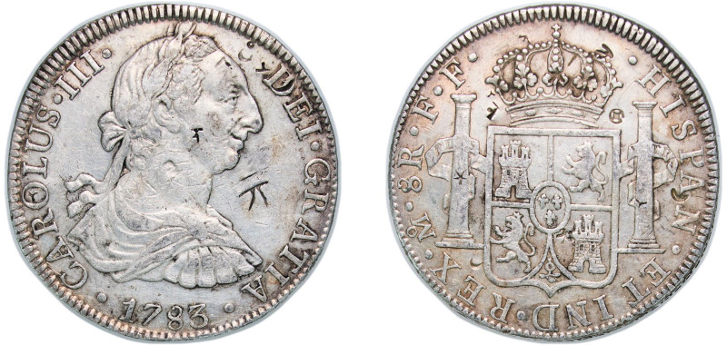 Mexico Spanish colony 1783 Mo FF 8 Reales - Charles III Silver (.903) Mexico Cit...
