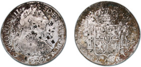 Mexico Spanish colony 1787 Mo FM 8 Reales - Charles III Silver (.896) Mexico City Mint 26.49g VF Chopmarked KM 106a