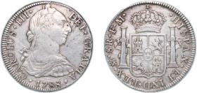 Mexico Spanish colony 1788 Mo FM 8 Reales - Charles III Silver (.896) Mexico City Mint 26.84g XF Cleaned KM 106a