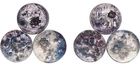 Mexico Spanish colony 1791 - 1792 Mo 8 Reales - Charles IV (3 Lots) Silver (.903) Mexico City Mint VF Chopmarked KM 109