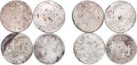 Mexico Spanish colony 1791 - 1808 Mo 8 Reales - Charles IV (4 Lots) Silver (.903) Mexico City Mint VF Chopmarked KM 109