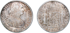 Mexico Spanish colony 1792 Mo FM 8 Reales - Charles IV Silver (.903) Mexico City Mint 26.46g VF KM 109