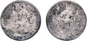 Mexico Spanish colony 1793 Mo FM 8 Reales - Charles IV Silver (.903) Mexico City Mint 26.42g VF Chopmarked KM 109