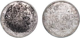 Mexico Spanish colony 1794 Mo FM 8 Reales - Charles IV Silver (.903) Mexico City Mint 26.67g XF Chinese ink Chopmarked KM 109