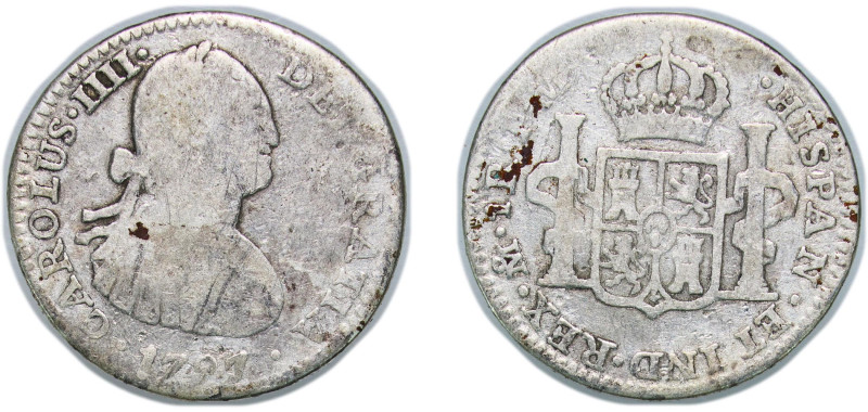 Mexico Spanish colony 1797 Mo FM 1 Real - Charles IV Silver (.903) Mexico City M...