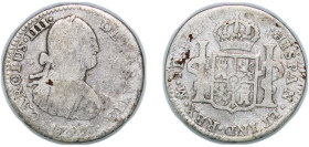 Mexico Spanish colony 1797 Mo FM 1 Real - Charles IV Silver (.903) Mexico City Mint 3.13g VF KM 81