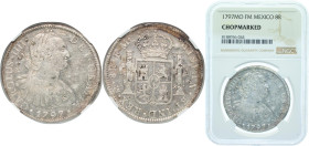 Mexico Spanish colony 1797 Mo FM 8 Reales - Charles IV Silver (.903) Mexico City Mint 27.07g NGC Chopmarked KM 109