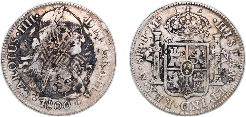 Mexico Spanish colony 1800 Mo FM 8 Reales - Charles IV Silver (.903) Mexico City...