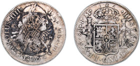 Mexico Spanish colony 1800 Mo FM 8 Reales - Charles IV Silver (.903) Mexico City Mint 26.72g VF Chinese ink Chopmarked KM 109