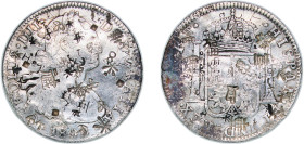 Mexico Spanish colony 1802 Mo FT 8 Reales - Charles IV Silver (.903) Mexico City Mint 26.86g VF Chopmarked KM 109