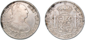 Mexico Spanish colony 1803 Mo FT 8 Reales - Charles IV Silver (.903) Mexico City Mint 26.59g VF KM 109