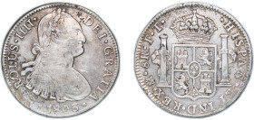 Mexico Spanish colony 1803 Mo FT 8 Reales - Charles IV Silver (.903) Mexico City Mint 26.65g XF Chopmarked KM 109
