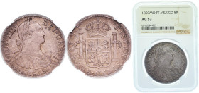Mexico Spanish colony 1803 Mo FT 8 Reales - Charles IV Silver (.903) Mexico City Mint 27.07g NGC AU 53 KM 109