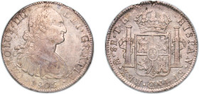 Mexico Spanish colony 1805 Mo TH 8 Reales - Charles IV Silver (.903) Mexico City Mint 26.88g UNC KM 109