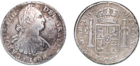 Mexico Spanish colony 1806 Mo TH 8 Reales - Charles IV Silver (.903) Mexico City Mint 26.63g VF KM 109