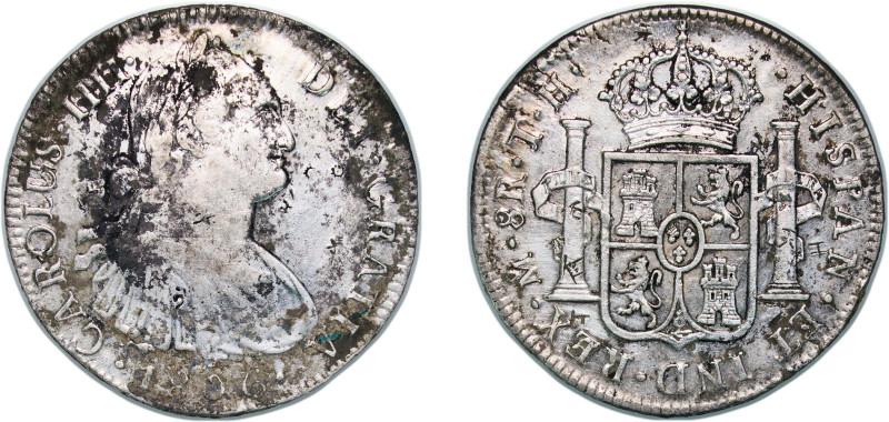 Mexico Spanish colony 1806 Mo TH 8 Reales - Charles IV Silver (.903) Mexico City...