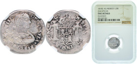 Mexico Spanish colony 1818 ZS AG ½ Real - Ferdinand VII (Royalist Coinage) Silver (.903) Zacatecas Mint 1.69g NGC F Cleaned KM 73.1