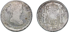 Mexico Spanish colony 1819 Zs AG 8 Reales - Ferdinand VII (Zacatecas - Royalist Coinage) Silver (.903) Zacatecas Mint 26.74g VF KM 111.5