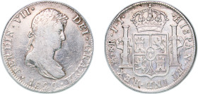 Mexico Spanish colony 1820 Mo JJ 8 Reales - Ferdinand VII Silver (.903) Mexico City Mint 26.91g VF KM 111
