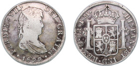 Mexico Spanish colony 1822 Go JM 8 Reales - Ferdinand VII (Guanajuato - Royalist Coinage) Silver (.903) Guanajuato Mint 26.66g VF Holed at 12 o'clock ...