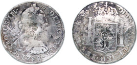 Peru Spanish colony 1782 LIMAE MI 8 Reales - Charles III Silver (.903) Lima Mint (2) 26.4g VF Chopmarked KM 78