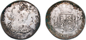 Peru Spanish colony 1782 LIMAE MI 8 Reales - Charles III Silver (.903) Lima Mint 26.72g VF Chopmarked KM 78