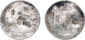 Peru Spanish colony 1783 LIMAE MI 8 Reales - Charles III Silver (.903) Lima Mint 26.71g VF Chopmarked KM 78