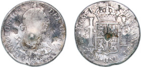 Peru Spanish colony 1786 LIMAE MI 8 Reales - Charles III (Colonial Milled Coinage) Silver (.896) Lima Mint 26.48g VF Chopmarked KM 78a