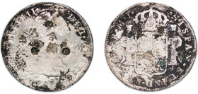 Peru Spanish colony 1787 LIMAE MI 8 Reales - Charles III Silver (.896) Lima Mint (3318000) 26.77g VF Chopmarked KM 78a