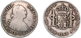 Peru Spanish colony 1798 LIMAE IJ 2 Reales - Charles IV Silver (.896) Lima Mint 6.59g VF KM 95