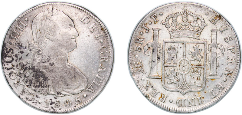 Peru Spanish colony 1805 LIMAE JP 8 Reales - Charles IV Silver (.896) Lima Mint ...
