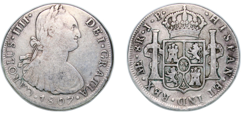 Peru Spanish colony 1807 LIMAE JP 8 Reales - Charles IV Silver (.896) Lima Mint ...