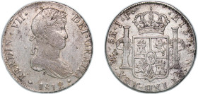 Peru Spanish colony 1812 LIMAE JP 8 Reales - Ferdinand VII Silver (.896) Lima Mint (3800000) 26.96g VF Tooled KM 117