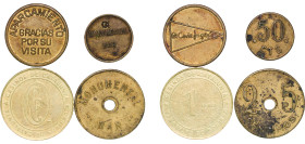 Spain 20th Century Token (4 Lots) Copper AU