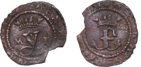 Spain Kingdom 1497 - 1504 M T 1 Blank - Ferdinand V and Isabella I Billon (.024 silver) Toledo Mint 0.92g VF Rim Damage Aureo 1