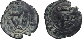 Spain Kingdom 1497 - 1505 T M 1 Blanca - Ferdinand V and Isabella I Billon (.024 silver) Toledo Mint 1.16g VF Aureo 1