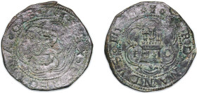 Spain Kingdom 1552 - 1566 C 4 Maravedis - In the name of Ferdinand V and Isabella I Billon (.019 silver) Cuenca Mint 7.45g VF