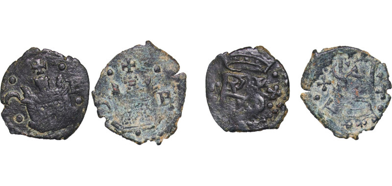Spain Kingdom 1573 - 1589 Blanca - Philip II (2 Lots) Billon Burgos Mint VF