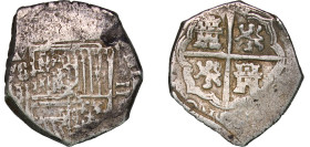 Spain Kingdom 1599 - 1621 S B 2 Reales - Philip III (hammered) Silver (.931) Seville Mint 6.8g VF KM 26
