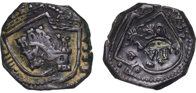 Spain Kingdom 1641 - 1642 8 Maravedis - Philip IV (countermarked) Copper 7.49g V...